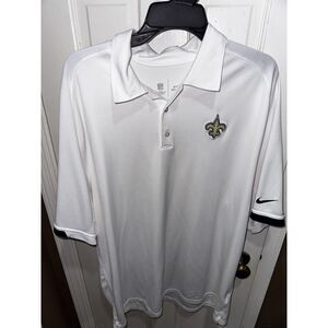 Nike Dri-FIT NFL New Orleans Saints Polo Shirt Men’s Wht Golf Sideline Polo XXL